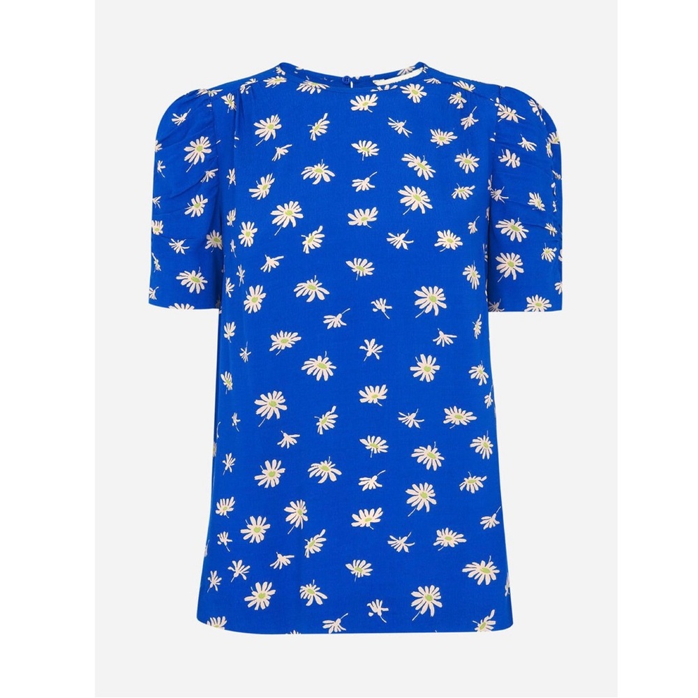 Gorgeous Whistles Blue Floral Print Daisy Blue Shell Top